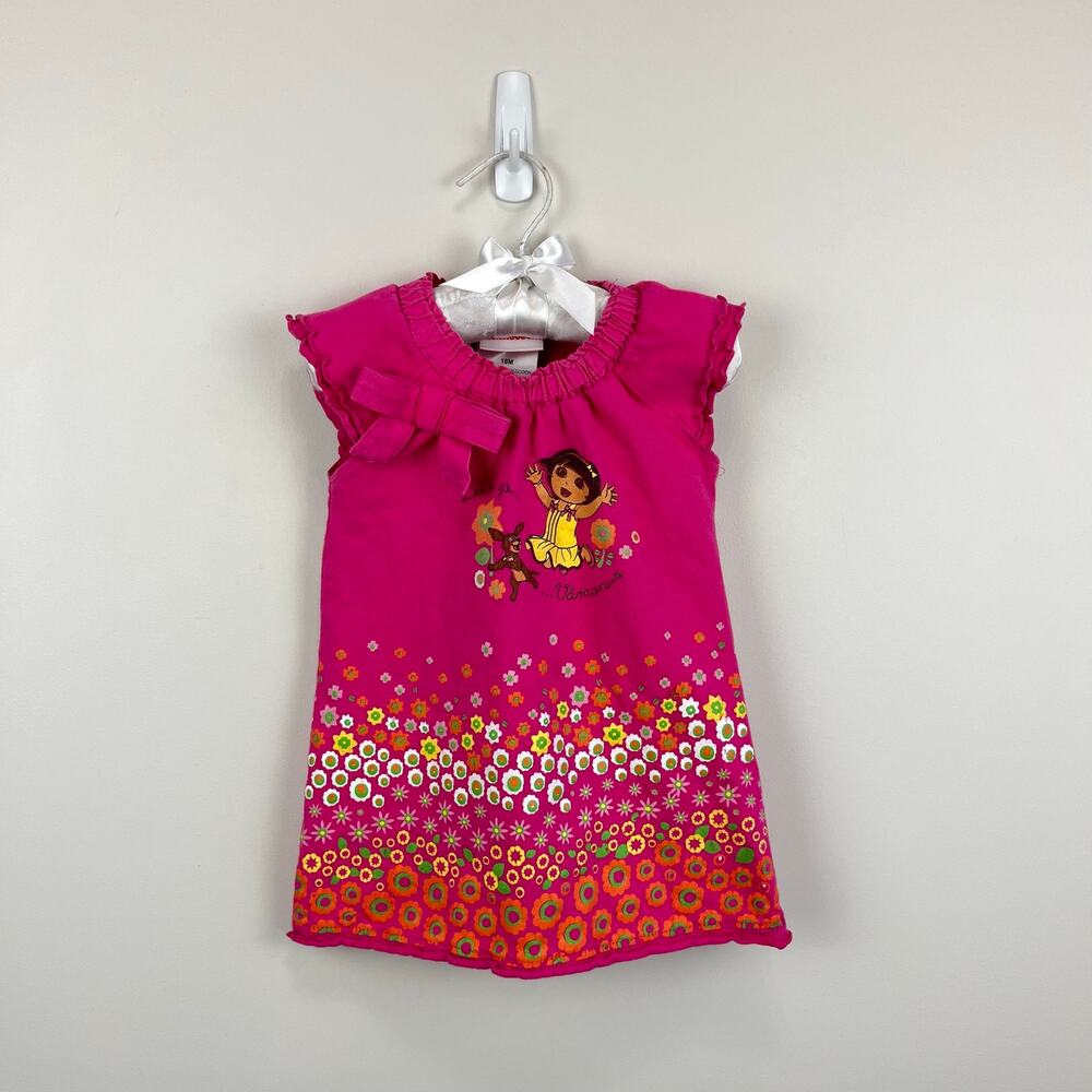 Vintage Y2K Dora the Explorer Pink Flower Dress 18 Months